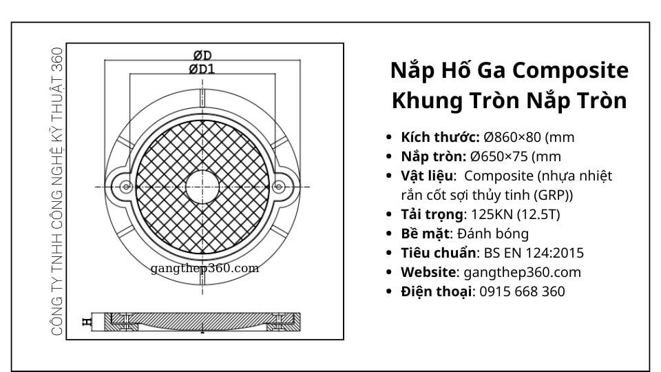 nắp hố ga composite khung tròn nắp tròn