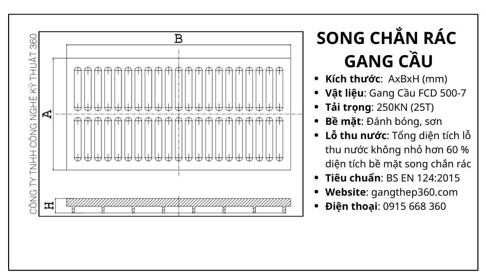 song chắn rác gang cầu