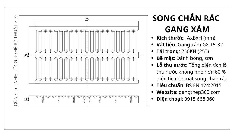 song chắn rác gang đúc