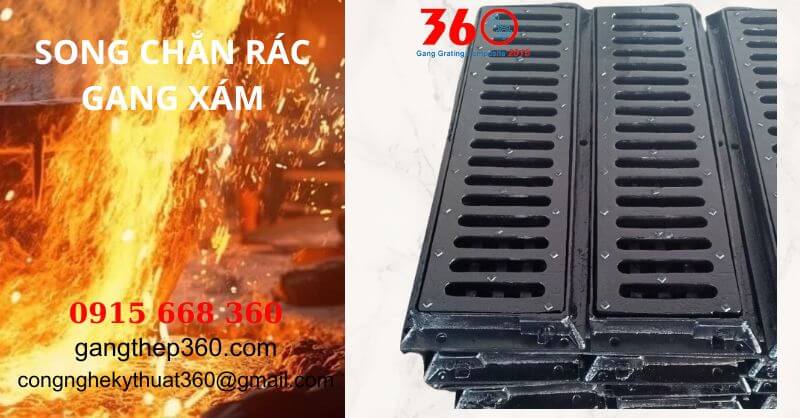 song chắn rác gang xám