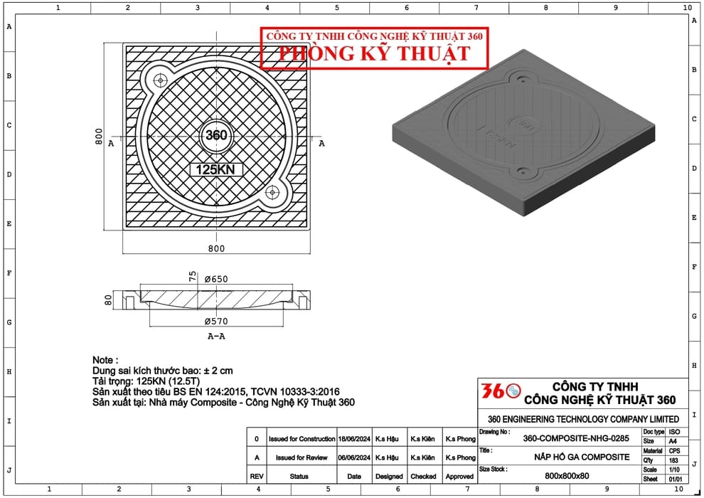 nắp hố ga composite khung dương