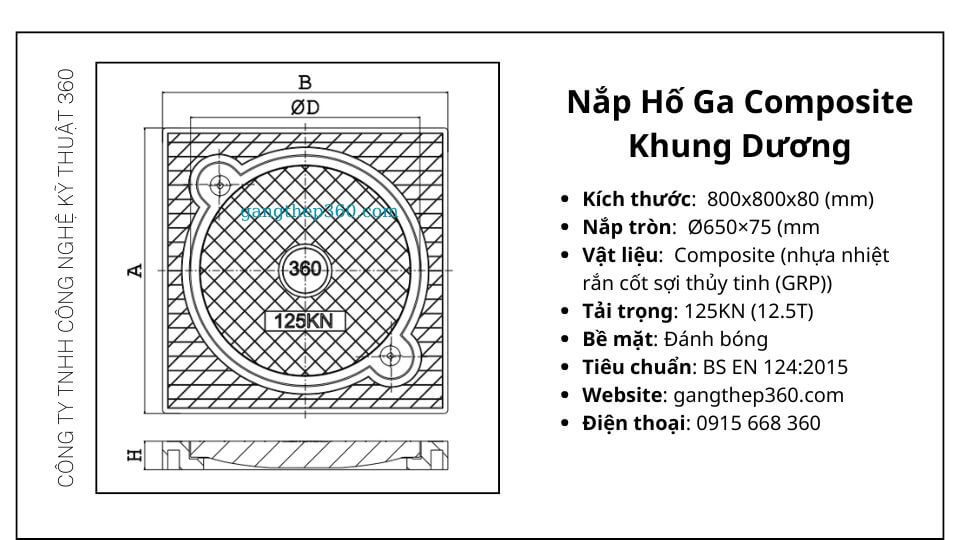 nắp hố ga composite khung dương