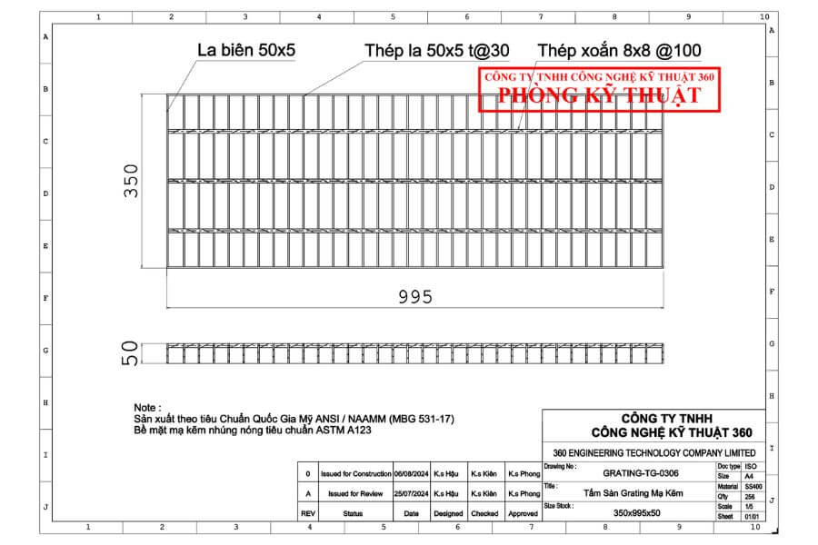 bản vẽ tấm grating