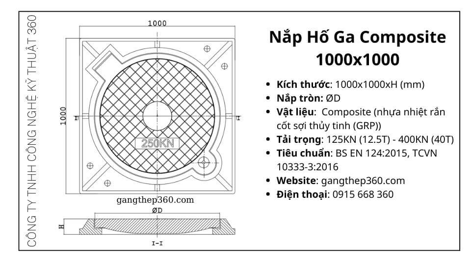 Nắp hố ga composite 1000x1000