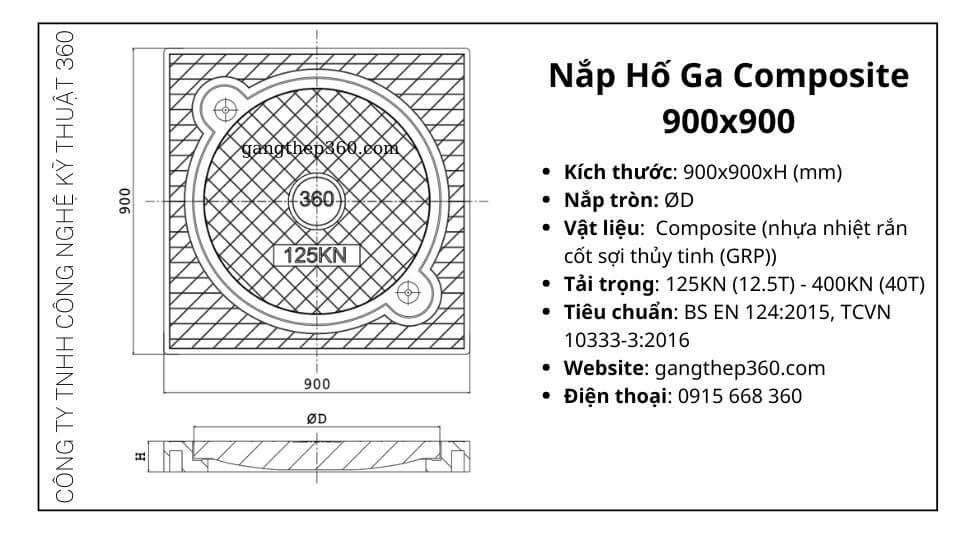 nắp hố ga composite 900x900