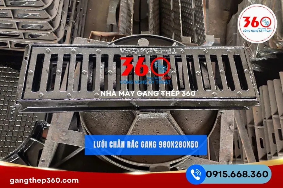 Lưới chắn rác gang 980x280x50