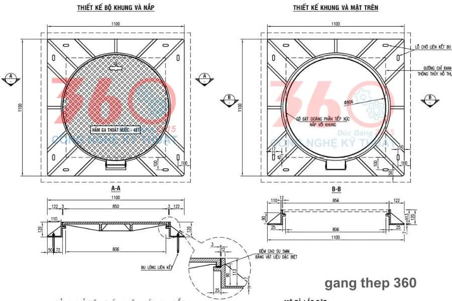 Nắp hố ga gang D850