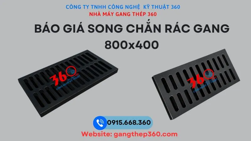 Báo giá song chắn rác gang 800x400