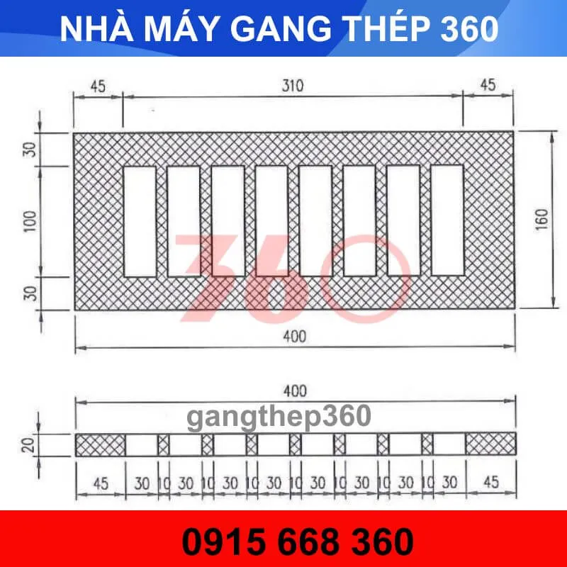 Lưới chắn rác gang 400x160