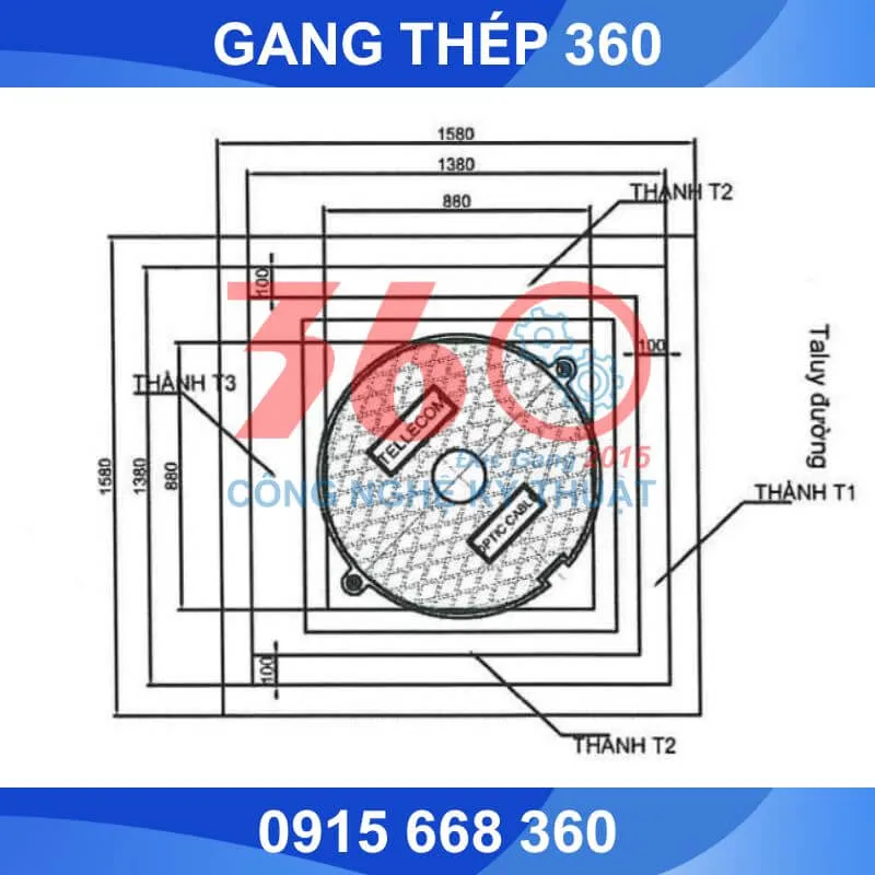 Nắp hố ga điện 1120x1120x125