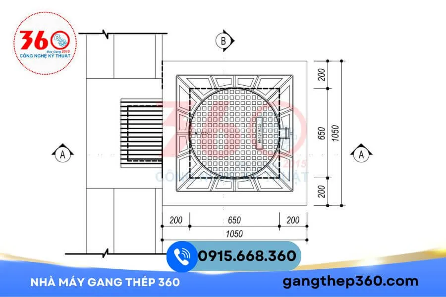 Nắp hố ga gang 850x850 tại Hà Nội