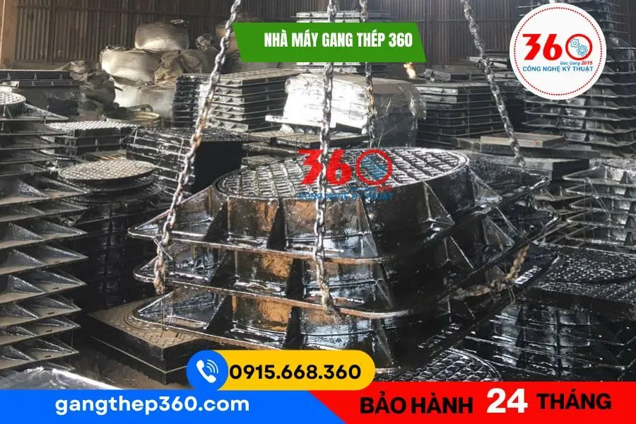 Nắp hố ga gang khung âm 1200x1200