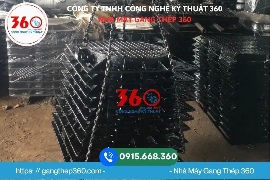Nắp hố ga gang khung âm 800x800