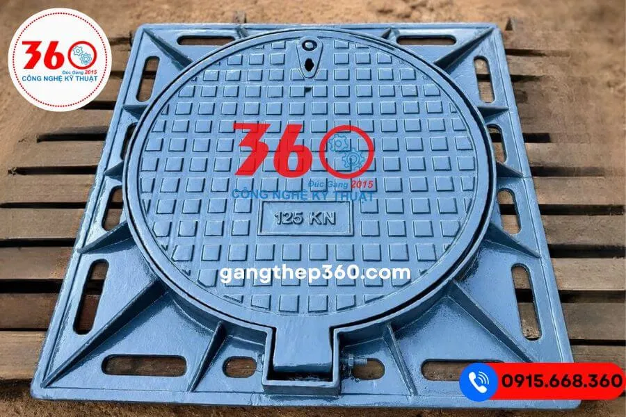 Nắp hố ga gang khung âm 850x850