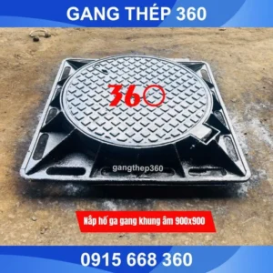 Nắp hố ga gang khung âm 900x900