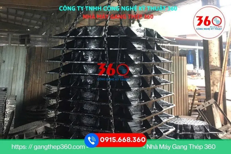 Nắp hố ga gang khung âm 900x900