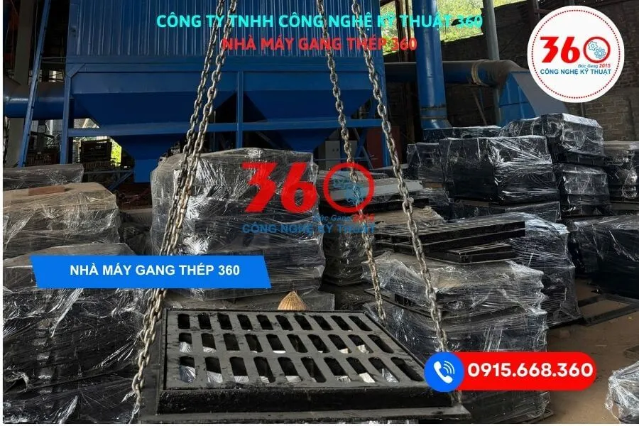 Nắp hố ga gang khung âm 900x900