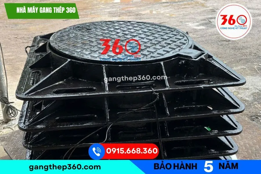 Nắp hố ga gang khung âm 900x900