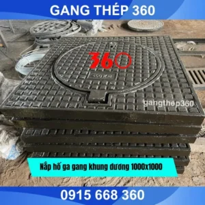 Nắp hố ga gang khung dương 1000x1000