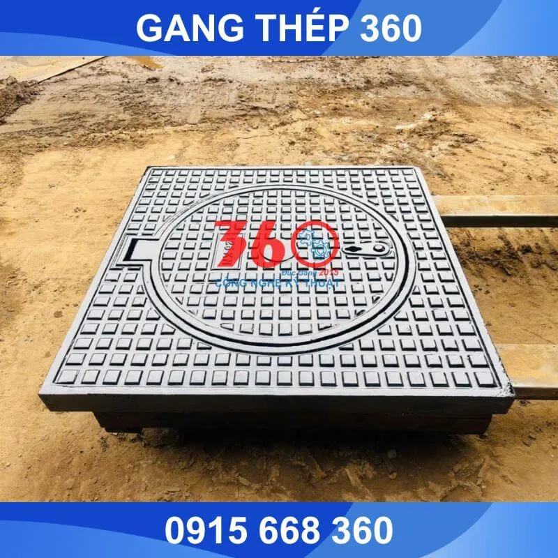 Nắp hố ga gang khung dương 900x900