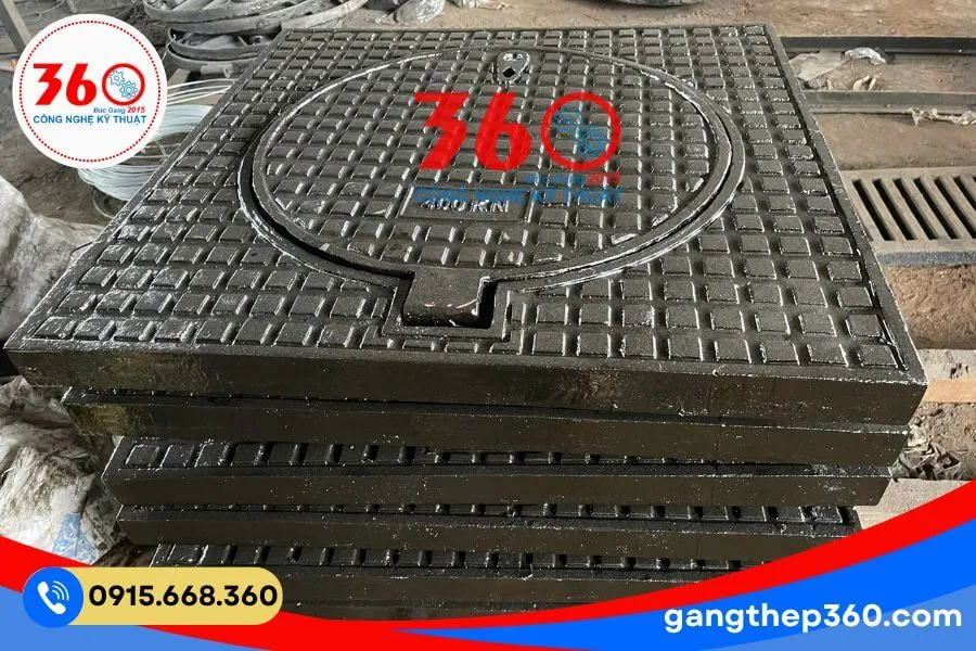 Nắp hố ga gang khung dương 900x900