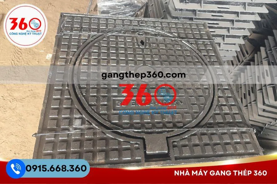 Nắp hố ga gang khung dương 900x900