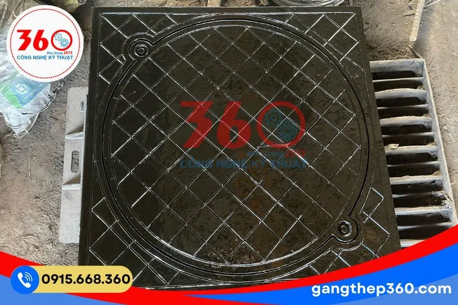 Nắp hố ga gang khung dương 900x900