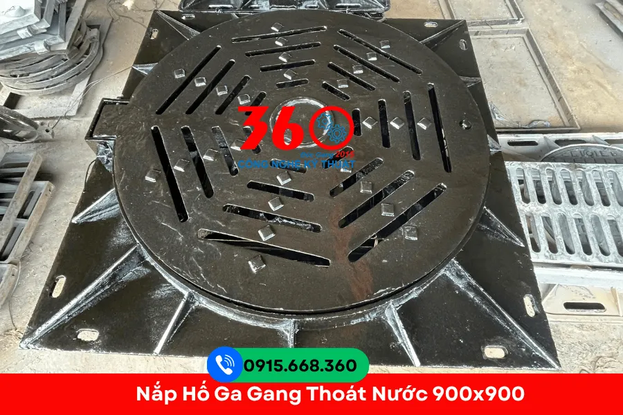 Nắp hố ga gang thoát nước 900x900