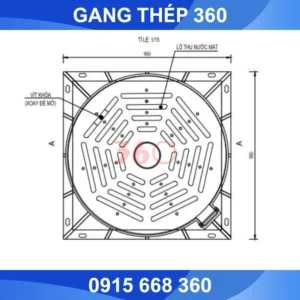 Nắp hố ga gang thoát nước 900x900