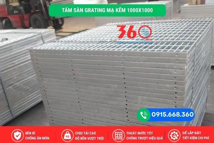Tấm sàn grating mạ kẽm 1000x1000