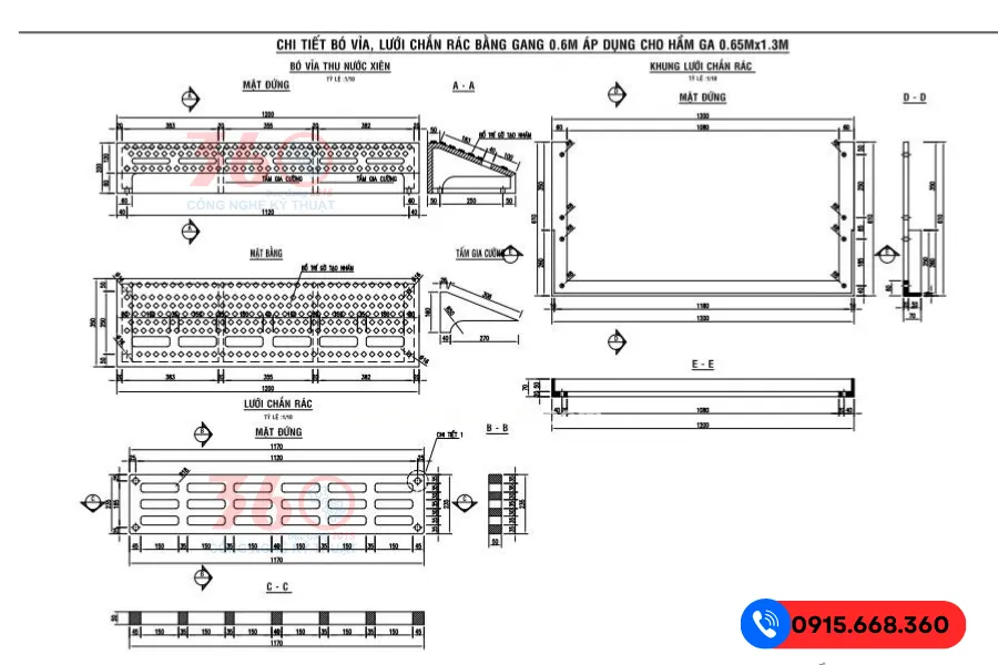 Bó vỉa gang 1200x610